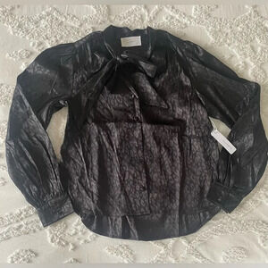 Six/Fifty Cheetah Print Button-Up Blouse